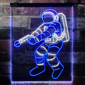 Astronaut Space Rocket Shuttle Kid Room Dual Color LED Neon - Etsy