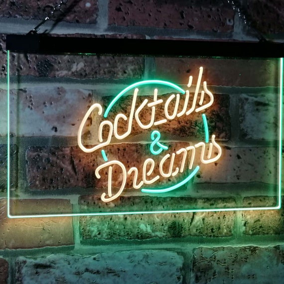 Cocktails & Dreams Bar Beer Wine Drink Pub Club Dual Color LED