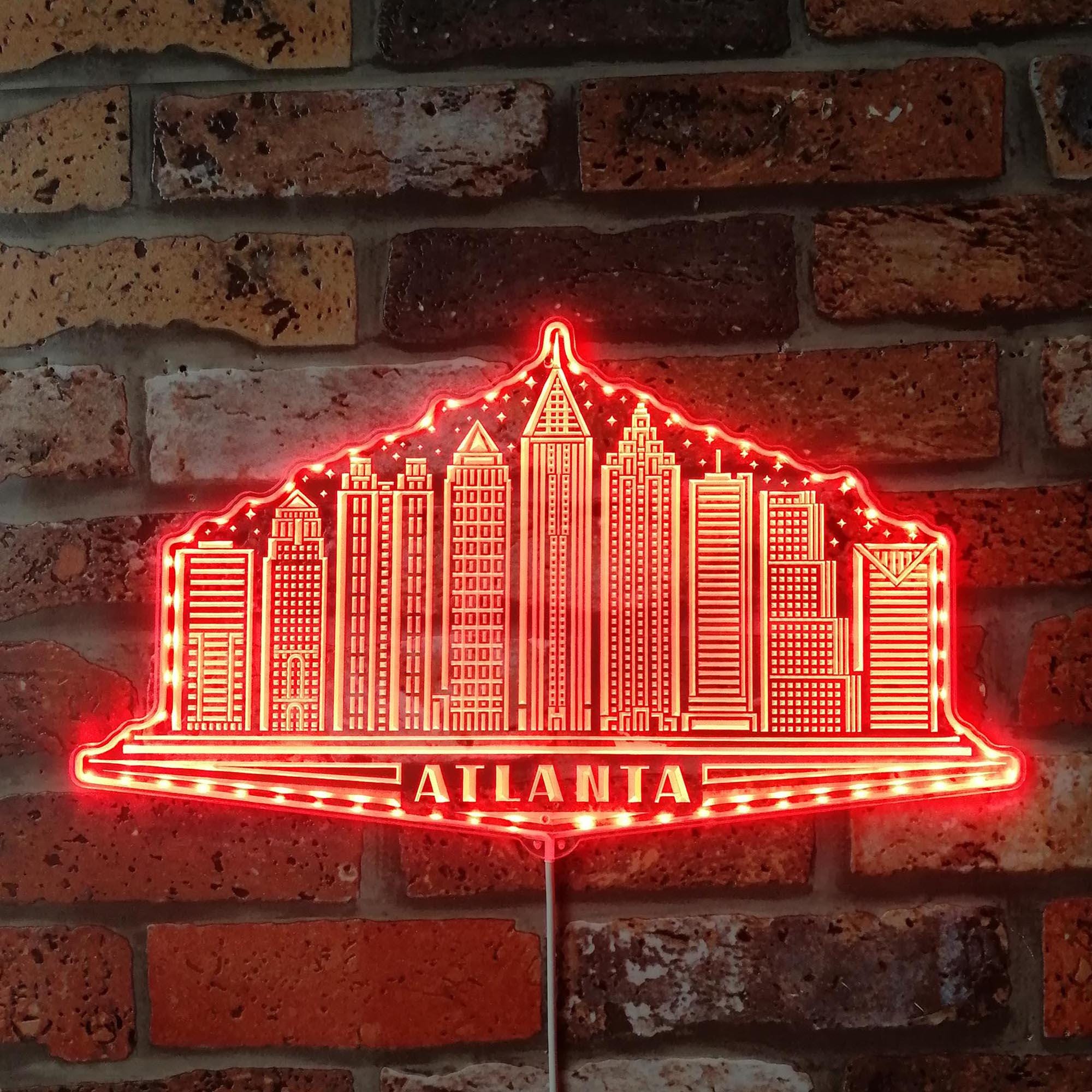 Atlanta Georgia USA Skyline Silhouette RGB Dynamic Glam LED Sign - Cut ...