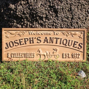 wpa0448 Naam Gepersonaliseerde PaardenkoetsWagen Antiques & Collectibles Est. Jaar Housewarming Gifts Hout gegraveerd houten bord