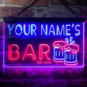 Personalized Your Name Est Year Theme Bar Beer Mug Decoration Dual Color LED Neon Sign st6-w1-tm