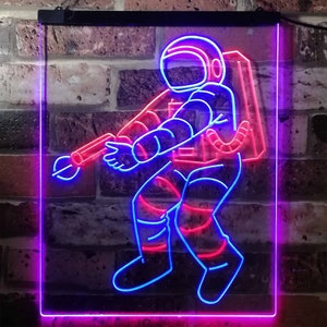 Astronaut Space Rocket Shuttle Kid Room Dual Color LED Neon Sign st6-i3136