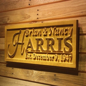 wpa0005 Personalized Family Name Sign Personalized Wedding Gifts Wall Art Rustic Home Decor Custom Carved Housewarming Gift Wooden Signs