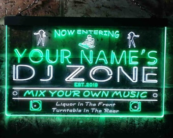 Personalized Your Name Est Year Theme DJ Zone Music Disco Bar Dual Color LED Neon Sign st6-qh1-tm