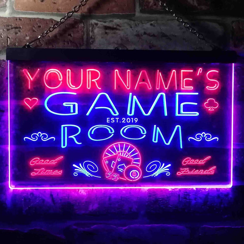 Personalized Your Name Est Year Theme Game Room Man Cave Dual Color LED Enseigne Lumineuse Neon Sign Bleu Et Jaune 400 X 300mm St6s43 PL1 Tm By