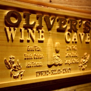 wpa0126 Name Personalized Wine Cave VIP Room Wood Engraved Wooden Sign