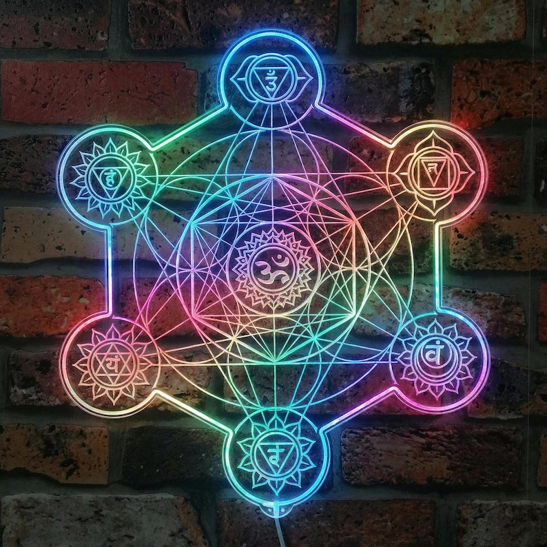 Metatron Cube LED Neon Sign Sacred Geometry Chakra Wall Art Yoga Studio ...
