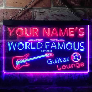 Blue and Red ADVPRO Guitar Lounge Led Neon Sign