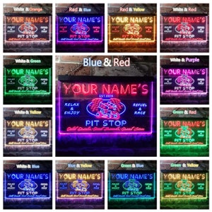 Personalized LED Neon Sign – Your Name & Est Year – 16x12 Inch, Green & Blue, For Billiards Room, Garage, Bar - View #7