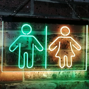 Toilet Man Woman Male Female Washroom WC Restroom Dual Color LED Neon ...