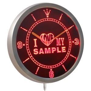 Personalized Custom Name I Love My Neon Sign LED Wall Clock ncva-tm