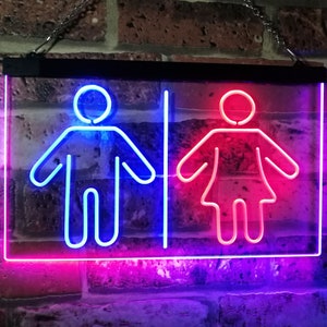 Toilet Man Woman Male Female Washroom WC Restroom Dual Color LED Neon ...