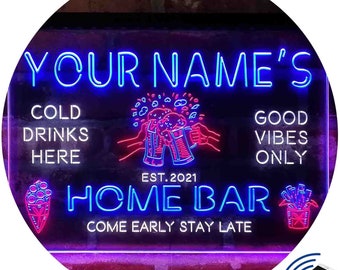Personalized Beer Mugs Home Bar Tri-Color LED Neon Light Sign, a Unique 3D Engraved Art Decor | Customize Name Date Text Man Cave  st9-p8-tm
