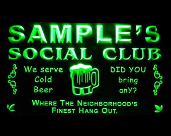 Name Personalized Custom Social Club Home Bar Beer Neon Light Sign st3-pz-tm
