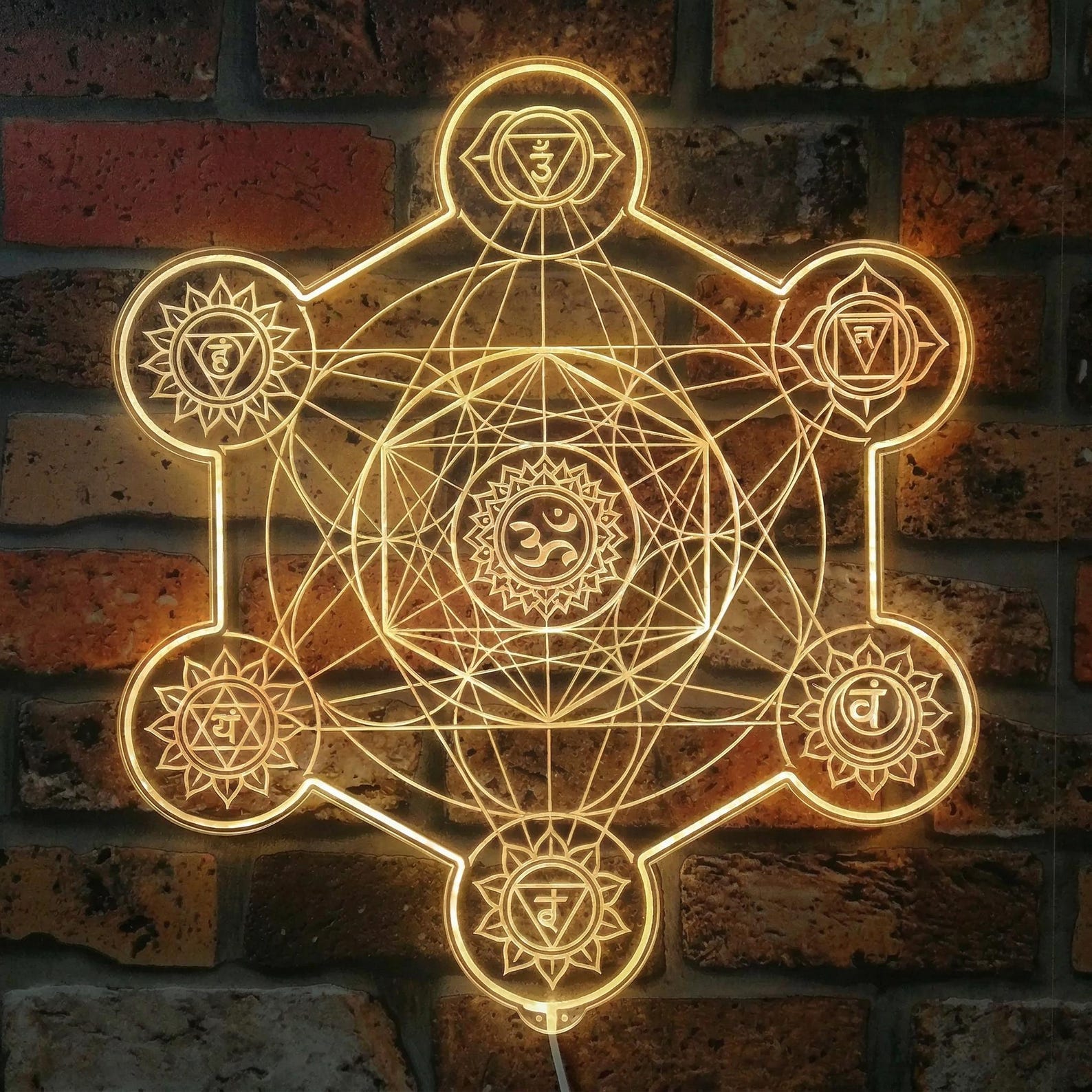 Metatron Cube LED Neon Sign Sacred Geometry Chakra Wall Art Yoga Studio ...