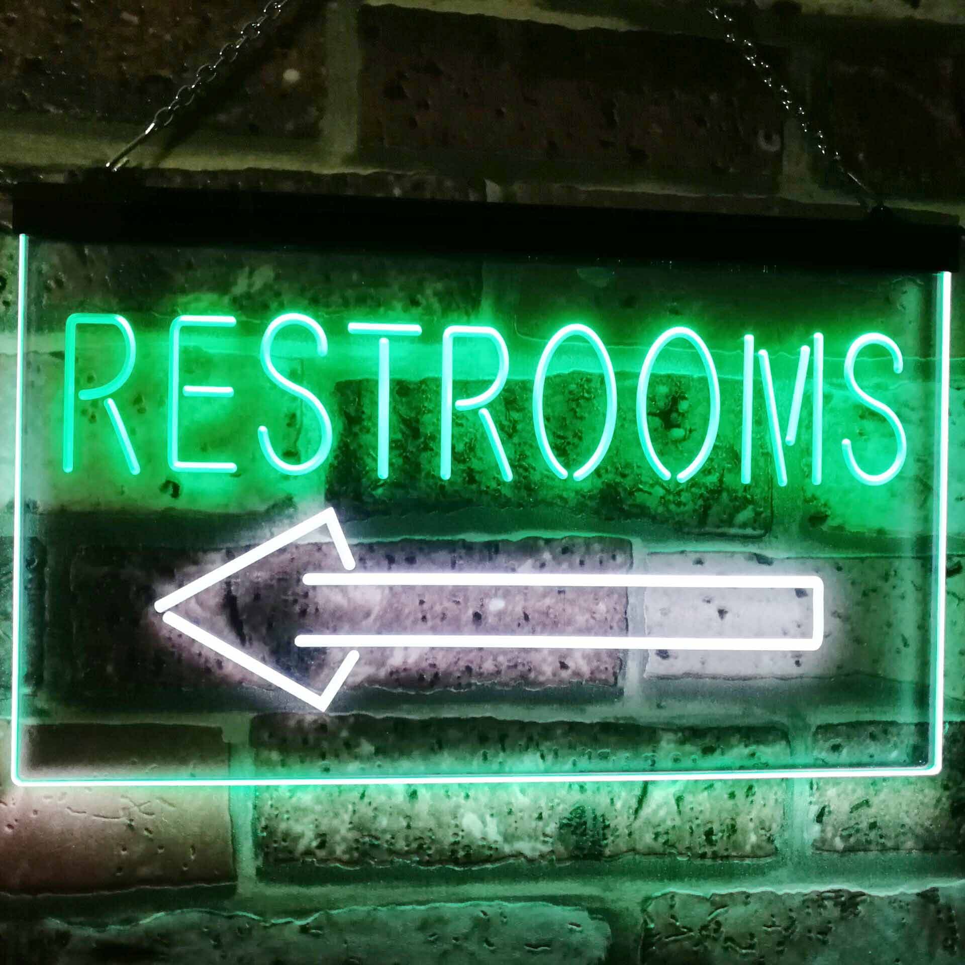 ADVPRO Restroom Arrow Point To Left Toilet Dual Color LED Enseigne Lumineuse Neon Sign Blanc Et Jaune 600 X 400mm St6s64-j2685-wy