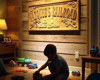 „To All Trains“ Bahnhofsschild Aus Holz – Rustikales Vintage-Schild, Handgefertigt In Den USA