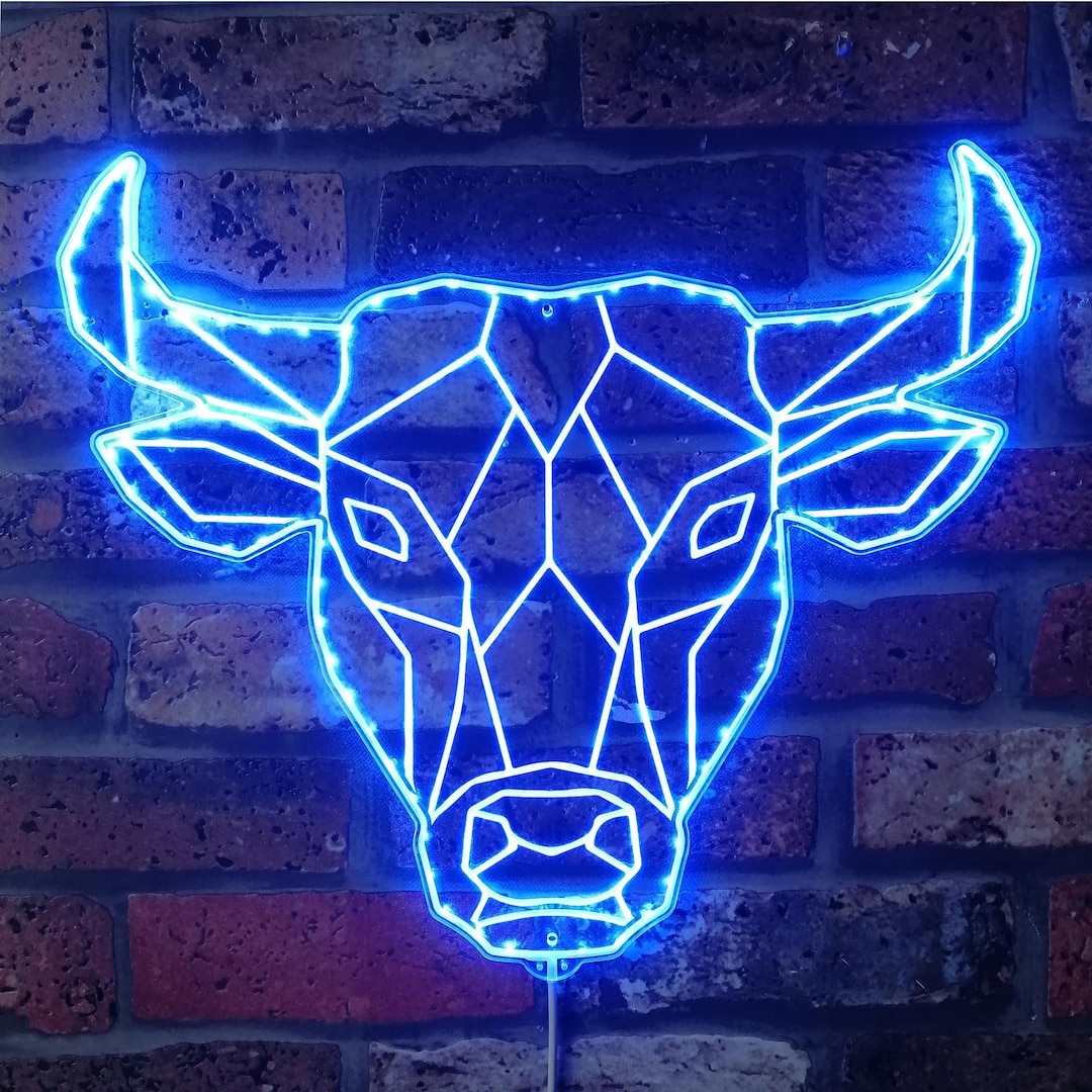 Rgb Cow Cow Head Geometric RGB Dynamic Glam LED Sign - Cut-to-edge Shape ...
