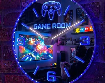 GlowHands Smart LED Wall Clock, Fully Custom, Cyberpunk Gamer Room Decor, Continuous Illuminated Hand, RGBIC App Control, Man Cave Tech Gift