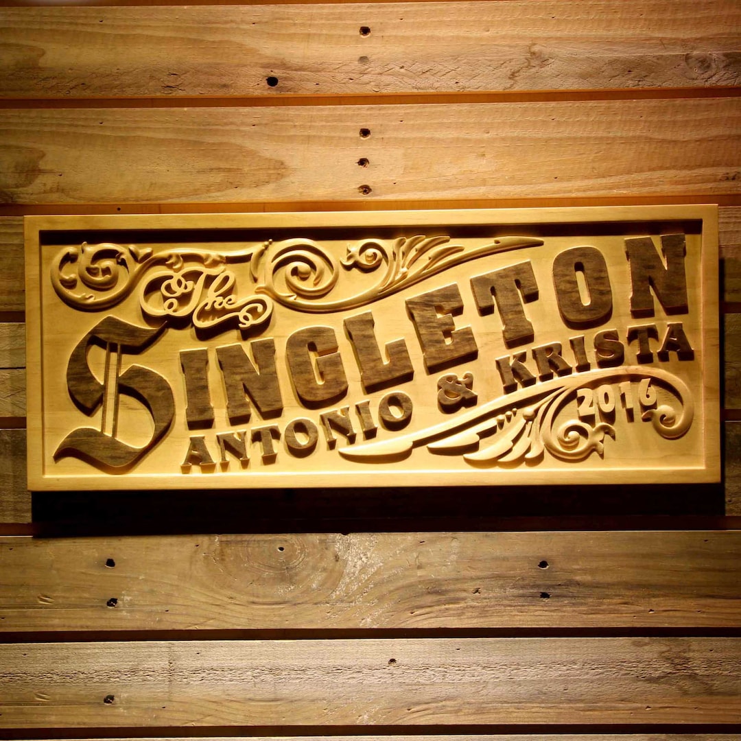 Personalized Family Name Wood Sign, 3D Engraved Wedding Gift - Etsy