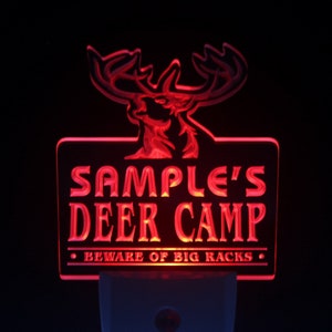 Name Personalized Custom Deer Camp Big Racks Bar Beer Day/ Night Sensor LED Sign wstu-tm