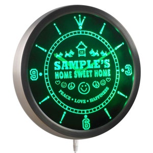 Name Personalized Custom Home Sweet Home Scottie Neon Sign LED Wall Clock ncta-tm