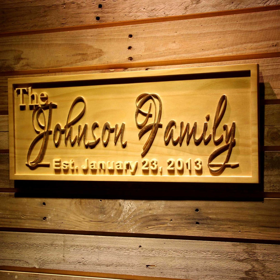 Personalized Family Name Sign, 3D Carved Wood, Anniversary Gift - Etsy