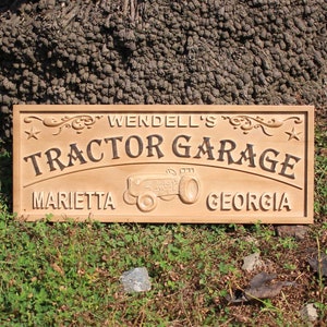 wpa0440 Name Personalized Garage Mahal Tractor City State Beer Bar Wood Engraved Wooden Sign