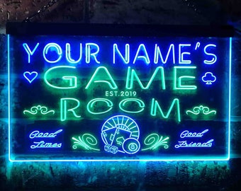 Personalized Your Name Est Year Theme Game Room Man Cave Dual Color LED Neon Sign st6-PL1-tm