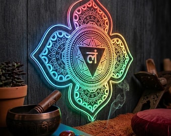 Letrero de neón LED del chakra raíz Muladhara, decoración de pared para estudio de yoga, geometría sagrada, luz de meditación, arte espiritual zen para el hogar fnd-i0385
