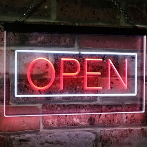 Open Shop Display Rectangle Dual Color LED Neon Sign st6-i2019