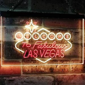 Bienvenido a Las Vegas Casino Beer Bar Display Letrero de neón LED de doble color st6-i3078