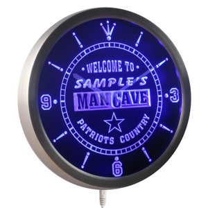 Name Personalized Custom Man Cave Patriots Country Neon Sign LED Wall Clock ncqf-tm
