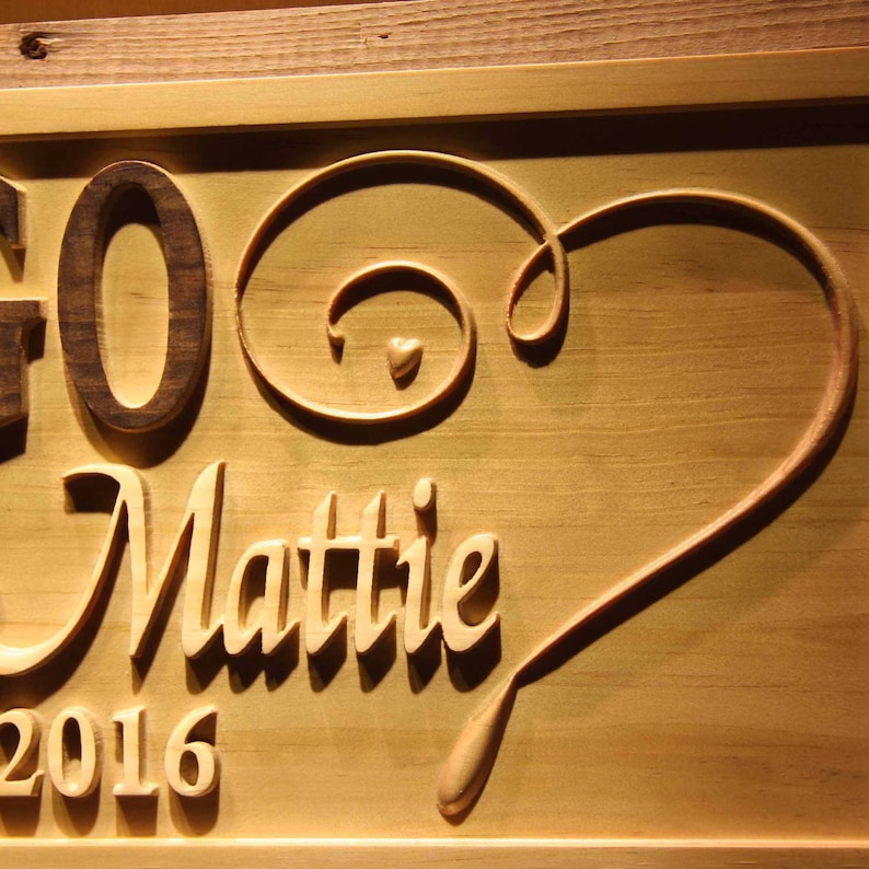 Mattie In Cursive Personalized 3D Wooden Family Name Sign, Rustic Wedding Gift - Etsy