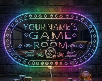 Custom Name Game Room LED Neon Sign Personalized Casino Decor Poker Night Wall Art Established Date Gift fnd-PL2-tm-c