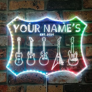 Personalized Your Name Est Year Theme Guitar Hero Room Decoration Dual Color LED Neon Sign st6-qp1-tm