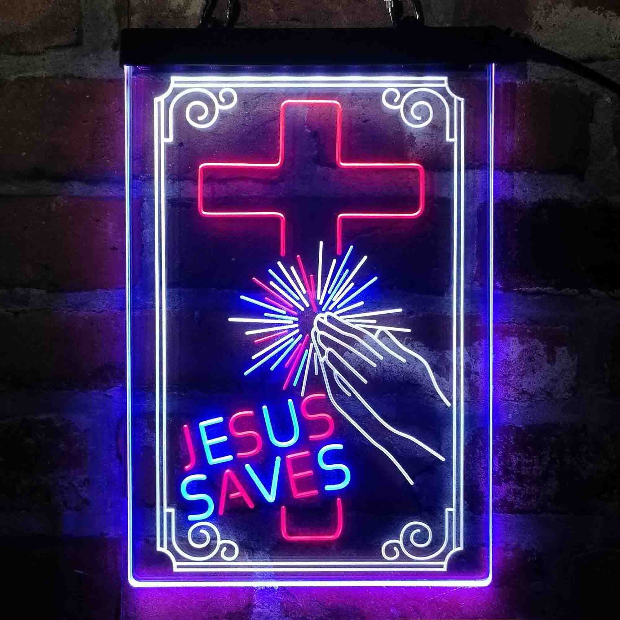 Jesus Saves Cross Pray Hand Tri-color Led Neon Sign St9-i3140 - Etsy