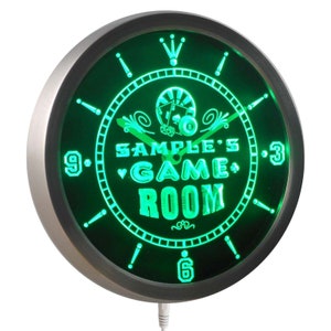 Sala de juegos personalizado su nombre Bar cerveza signo neón LED reloj de pared ncpl-tm