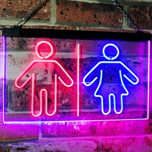 Toilet Man Woman Male Female Washroom WC Restroom Dual Color LED Neon ...