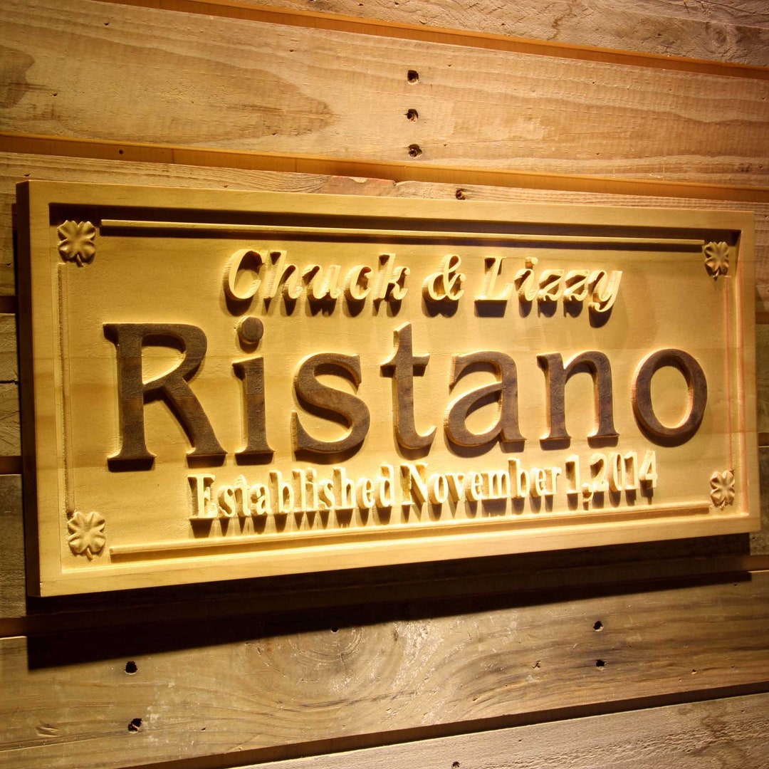 Personalized Rustic Wood Sign, 3D Engraved Family Name, Wedding Gift - Etsy