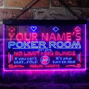 Personalized Your Name Est Year Theme Poker Room Casino Dual Color LED Neon Sign st6-pd1-tm