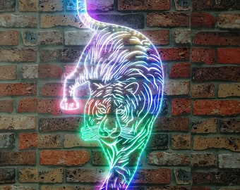 Tiger Walk to You RGB Dynamic Glam LED Sign - Cut-to-Edge Shape - Smart 3D Wall Decoration - Multicolor Dynamic Lighting st06-fnd-i0015-c