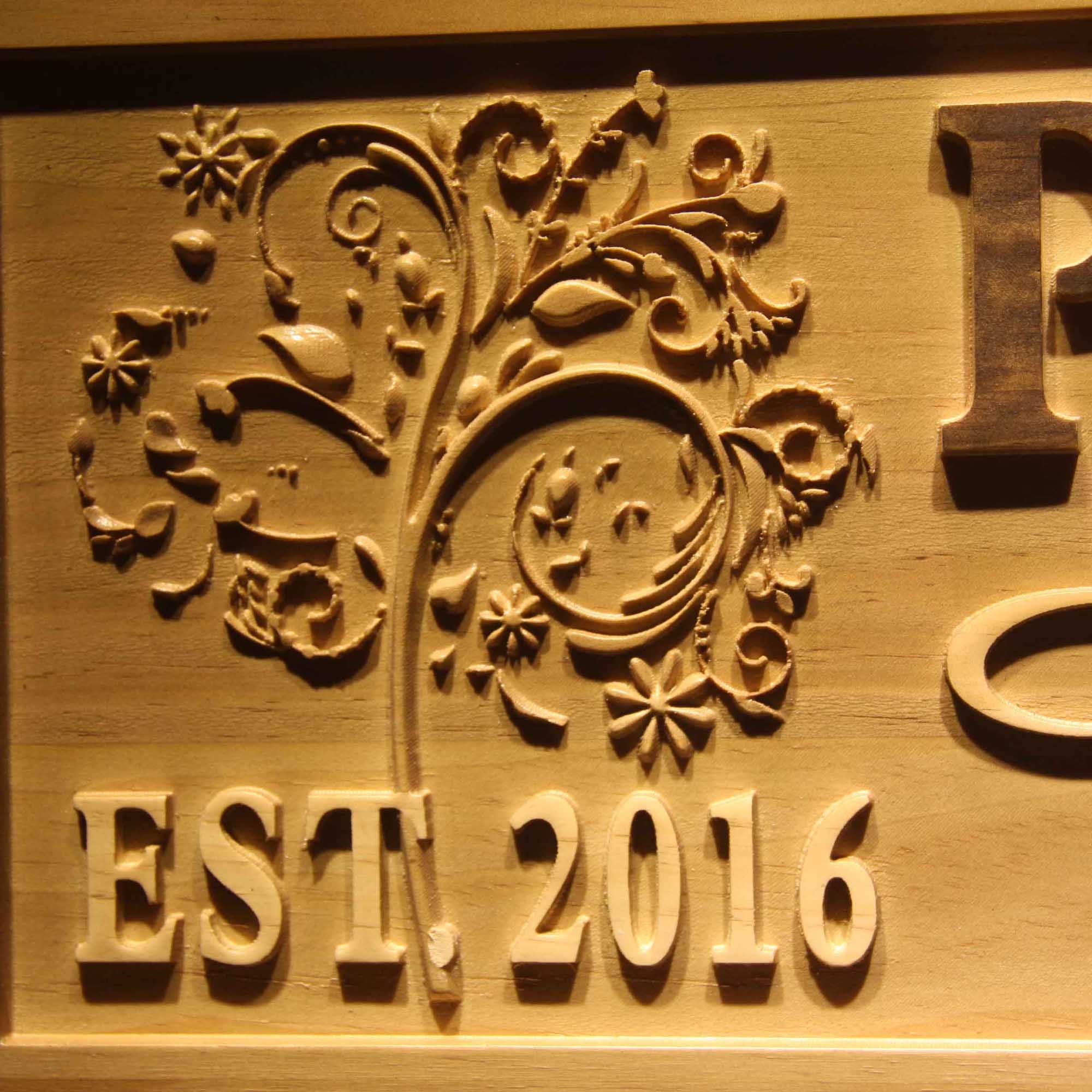 Wpa0244 Name Personalized GARDEN Tree Flower With Est. Year Wood ...