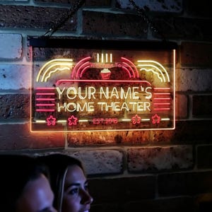 パーソナライズされたあなたの名前カスタムホームシアターシネマ設立年デュアルカラーLEDネオンサインst6-ph1-tm