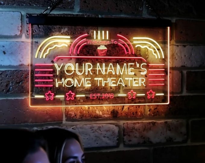 Personalized Your Name Custom Home Theater Cinema Established Year Dual Color LED Neon Sign st6-ph1-tm