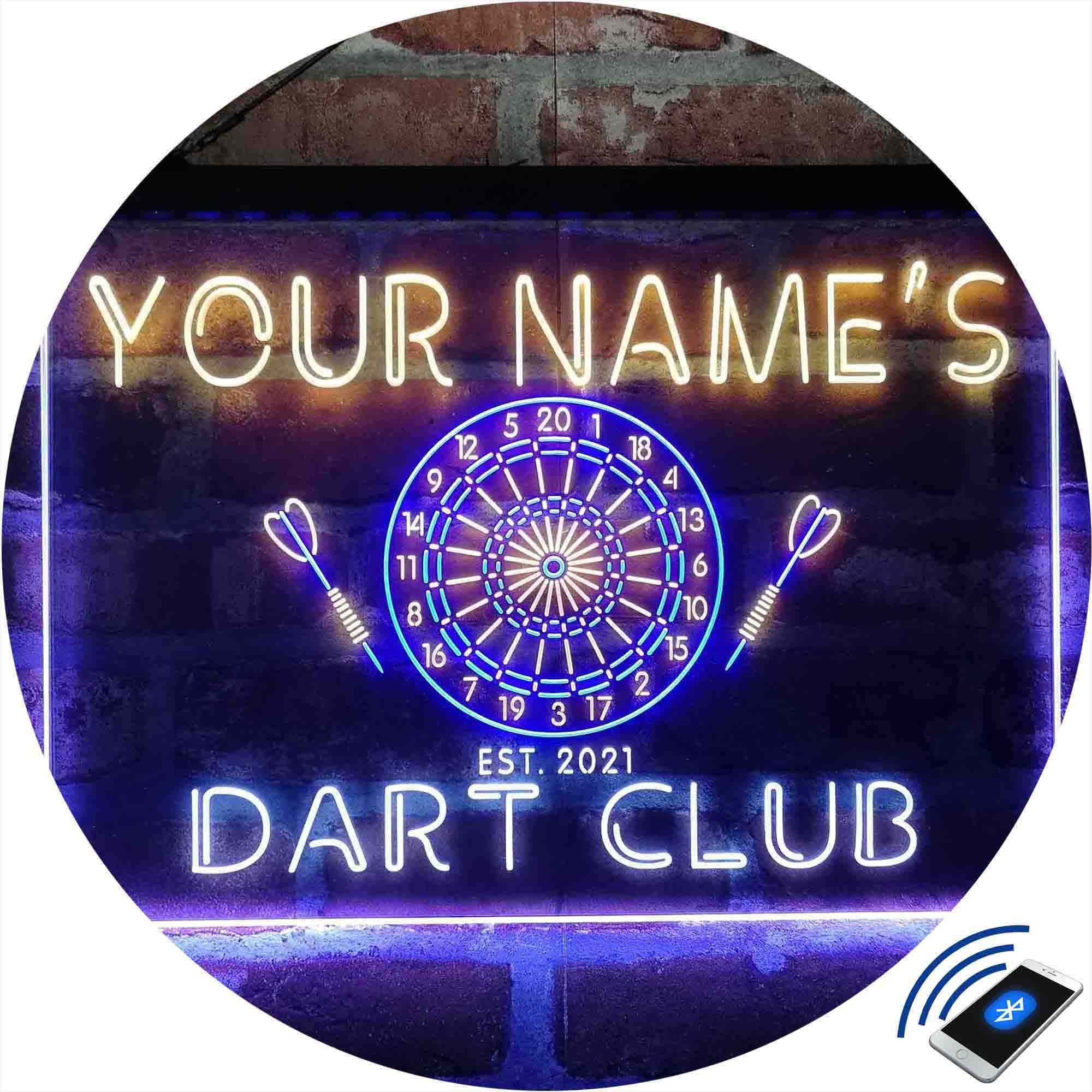 Personalized Dart Club Home Bar Tri-color LED Neon Light Sign,a