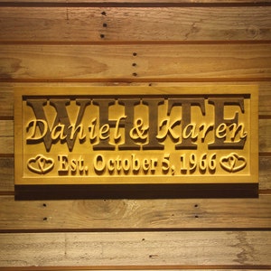 wpa0010 Personalized 4 Hearts Lover Custom Wedding Gift Home Décor Last Name Established Gift Bar Beer Wooden Signs
