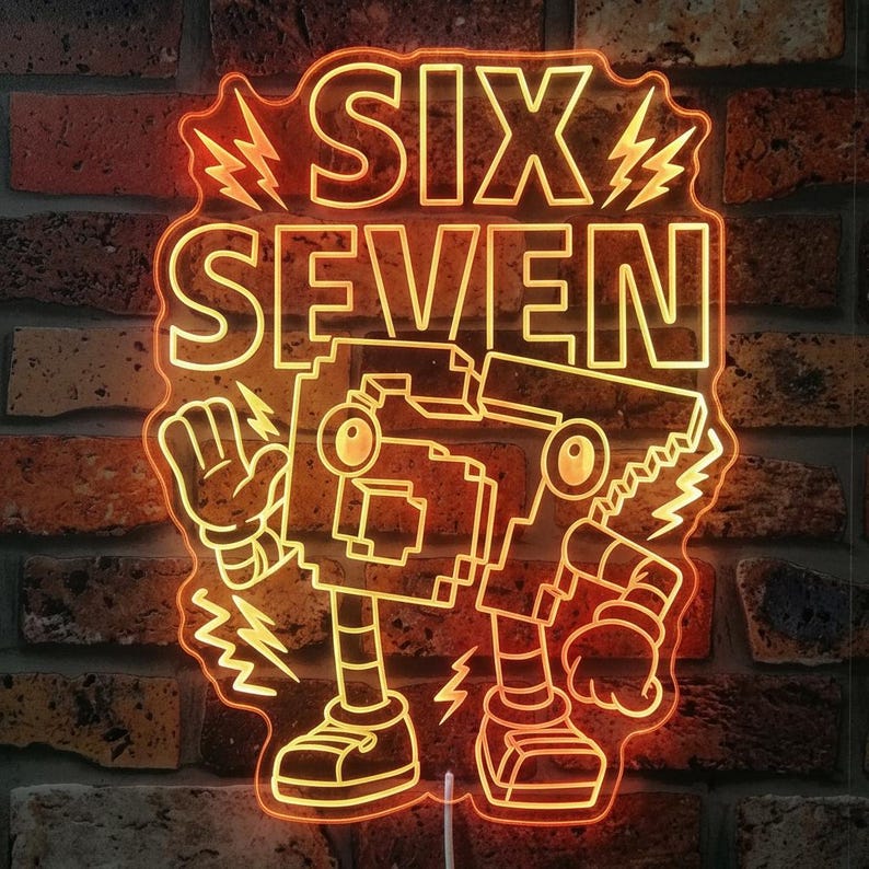 Number 67 Block LED Neon Sign - Six Seven Craft Character Wall Art ...