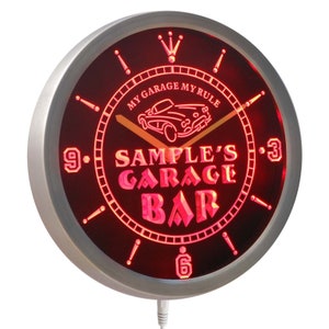 Garage Auto Reparatur personalisiert Ihren Namen Bar Neon Zeichen LED Wanduhr ncpp-tm