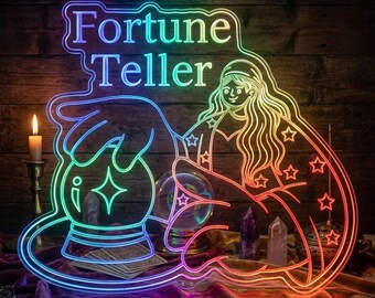 Letrero de neón LED de adivina con bola de cristal, decoración de pared psíquica, letrero místico para negocios, arte espiritual fnd-i0391